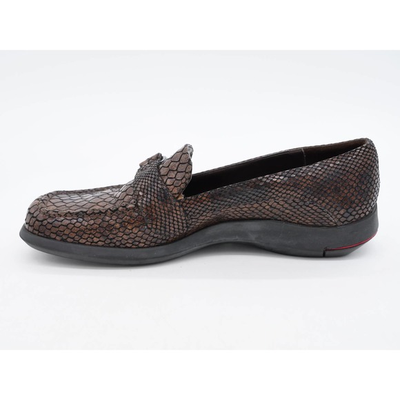Sesto Meucci Loafers Womens 7 Brown Leather Snake Embossed Slip On Square Toe - Picture 5 of 12